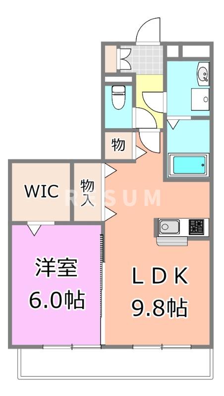 千葉市中央区寒川町のアパートの間取り