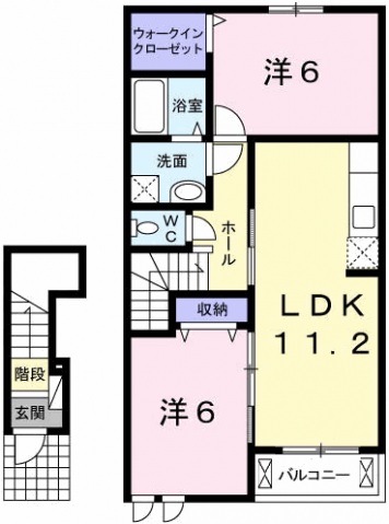 広島市佐伯区五日市町大字下小深川のアパートの間取り