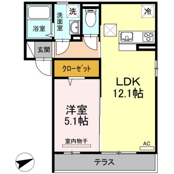 岡山市南区福富中のアパートの間取り