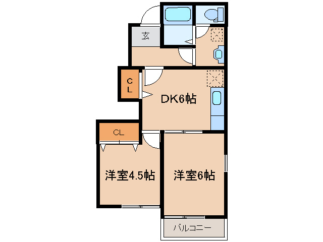 都城市若葉町のアパートの間取り