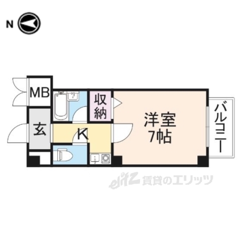 奈良市西木辻町のマンションの間取り