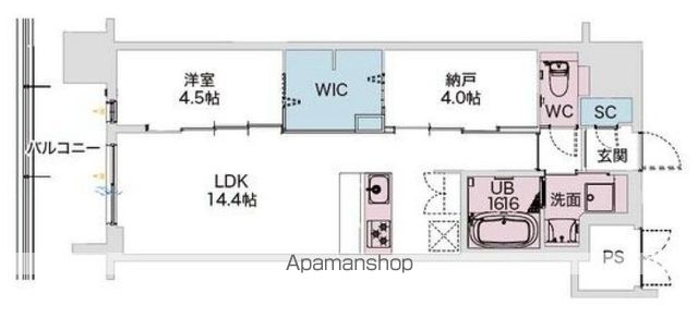 地下鉄長堀鶴見緑地線 谷町六丁目駅 徒歩4分 15階建 築1年の間取り写真
