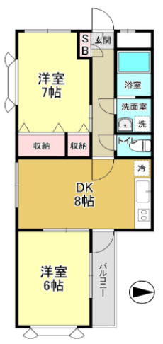 ＪＲ埼京線 武蔵浦和駅 徒歩18分 5階建 築39年の間取り写真