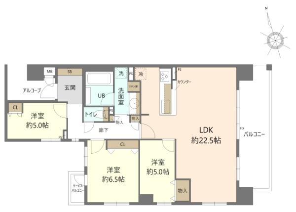ＪＲ山陽本線 姫路駅 徒歩5分 13階建 築12年の間取り写真