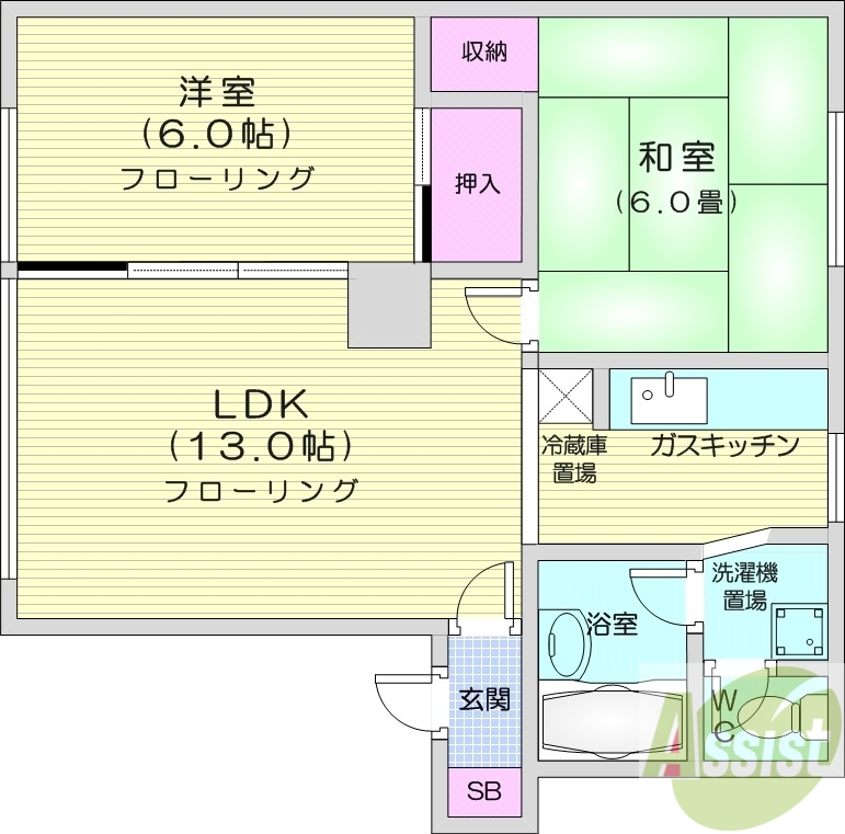 地下鉄東西線 発寒南駅 徒歩20分 2階建 築43年の間取り写真