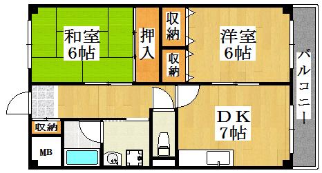 ＪＲ山陽本線 明石駅 バス乗車時間：12分 最寄りバス停で下車 徒歩10分 4階建 築36年の間取り写真