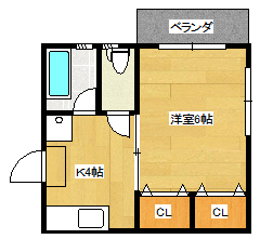 郡山市虎丸町のアパートの間取り