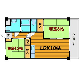 福島県郡山市大槻町字仁池向（マンション）の賃貸物件の間取り