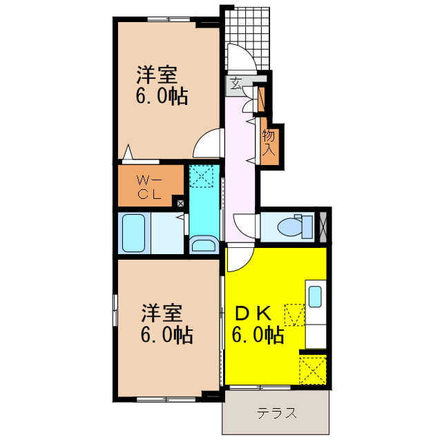 【島原市緑町のアパートの間取り】