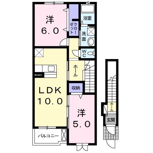 大和高田市大字市場のアパートの間取り