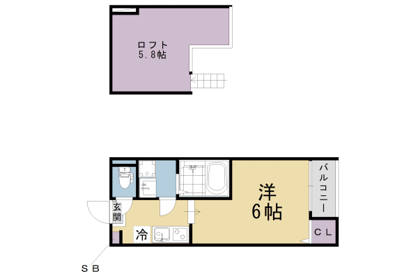 京都市伏見区醍醐東合場町のアパートの間取り