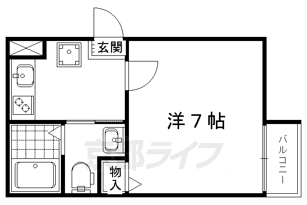 京都市上京区新白水丸町のマンションの間取り