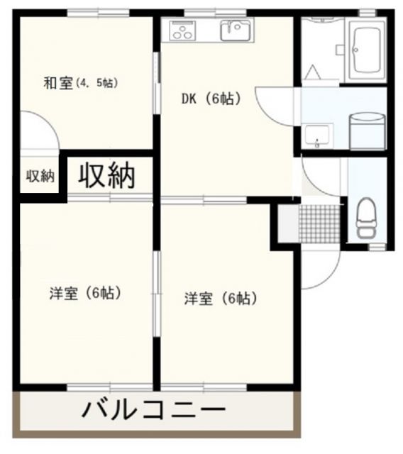 【和歌山市木ノ本のアパートの間取り】