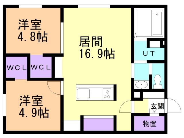 亀田郡七飯町鳴川のアパートの間取り