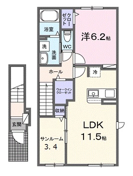 広島市安佐北区口田南のアパートの間取り