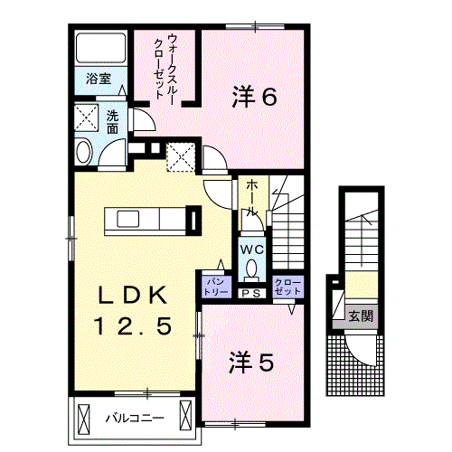 山口市小郡新町のアパートの間取り