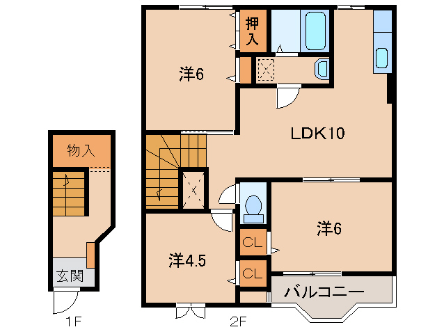 和歌山市古屋のアパートの間取り