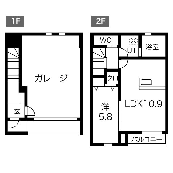 GR-TANA(α棟)　ガレージハウスの間取り