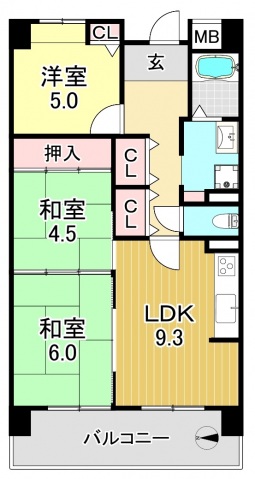 平野北日興マンションの間取り