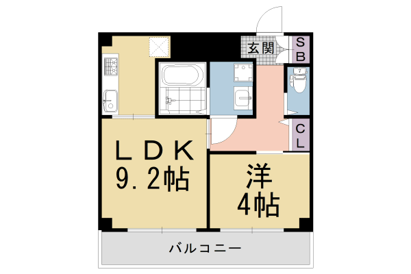 長岡京市友岡のマンションの間取り