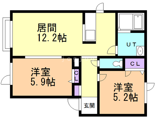 札幌市手稲区富丘一条のアパートの間取り