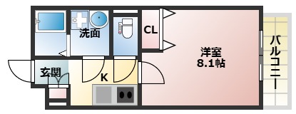 Mv.fm大阪放出IIの間取り