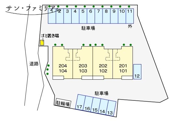 【豊橋市大村町のアパートの駐車場】