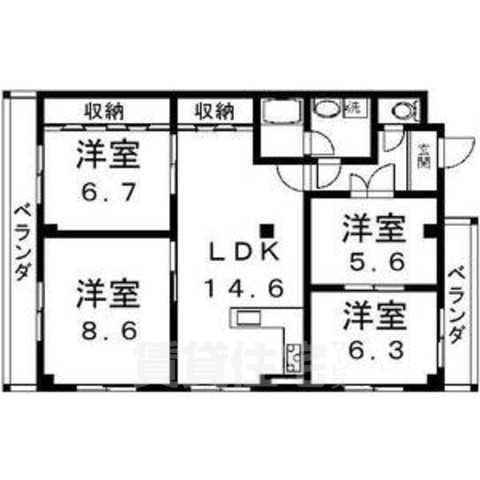 京都市右京区西院三蔵町のマンションの間取り