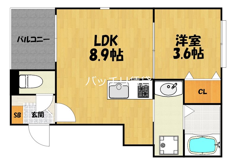 福岡市博多区相生町のアパートの間取り