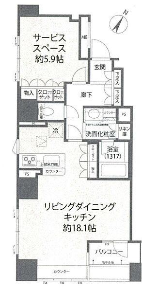 中央区日本橋浜町のマンションの間取り