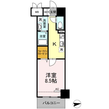 仙台市宮城野区榴ケ岡のマンションの間取り