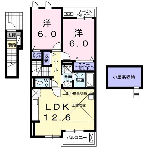 津市栗真町屋町のアパートの間取り