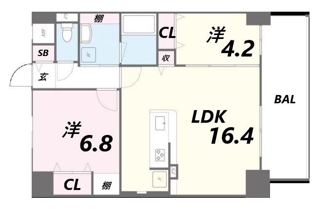 神戸市中央区生田町のマンションの間取り