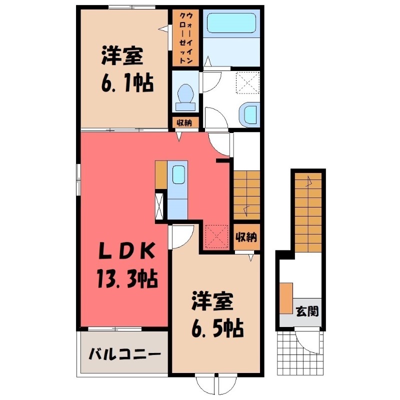 邑楽郡大泉町大字古氷のアパートの間取り