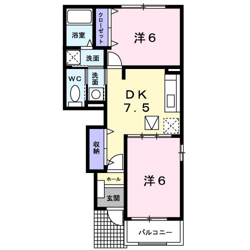秋田県能代市元町（アパート）の賃貸物件の間取り