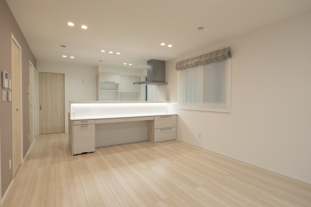 居室・リビング　１６帖の広々リビング、スタディカウンターも付いてます