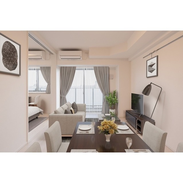 居室・リビング　家具・調度品等は　ＣＧ　加工です。実際の賃貸住居　には含まれ