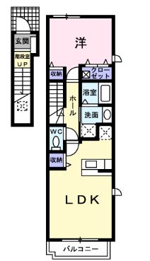 井原市下出部町のアパートの間取り