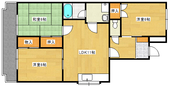 広島市西区井口台のマンションの間取り