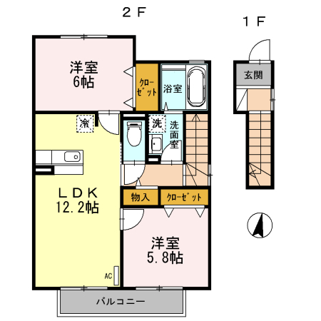 伊勢原市白根のアパートの間取り