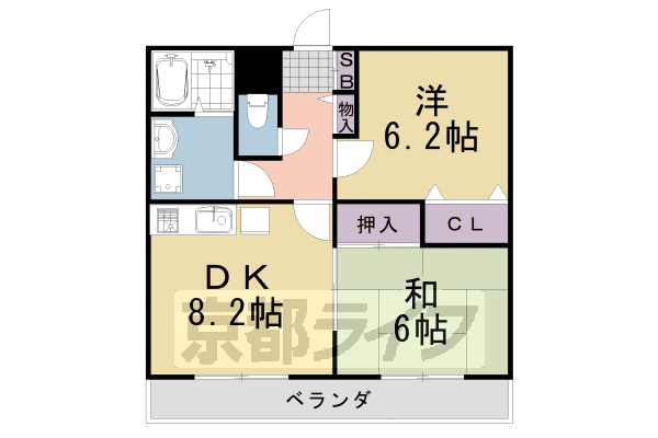 京都市西京区下津林大般若町のマンションの間取り