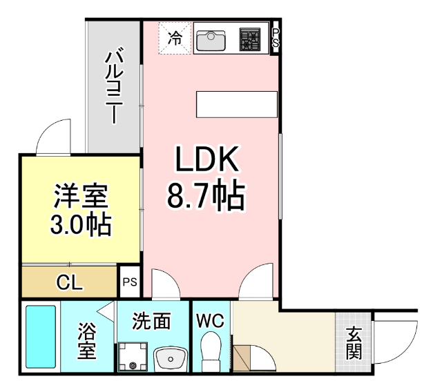 北九州市戸畑区銀座のアパートの間取り