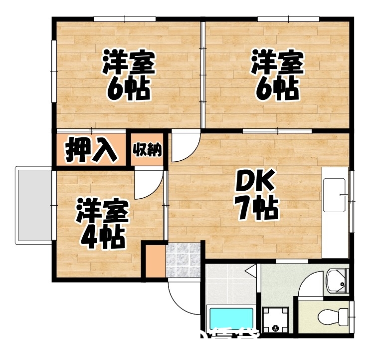 糟屋郡粕屋町大字江辻のアパートの間取り