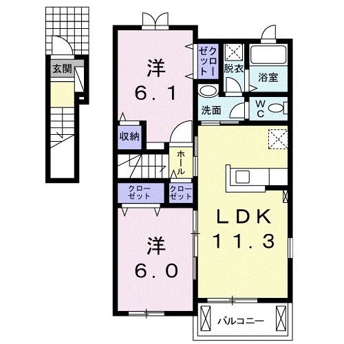 伊予郡砥部町重光のアパートの間取り