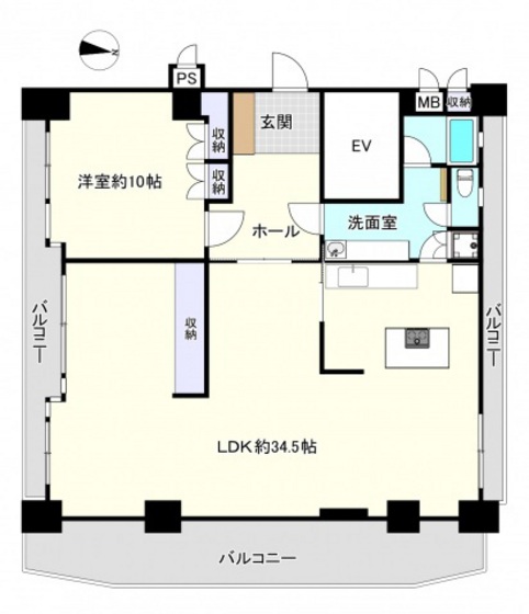 広島市中区東平塚町のマンションの間取り