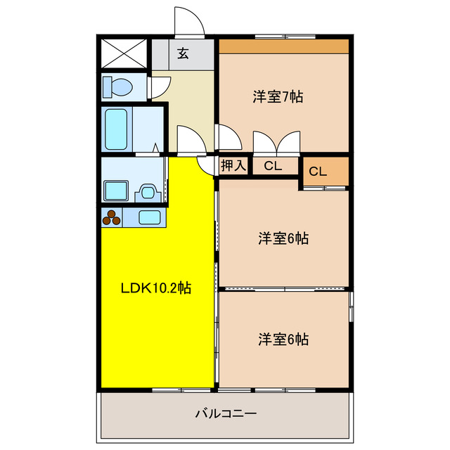 リバーズマンション築捨の間取り