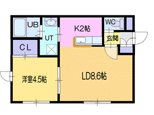 小樽市銭函のアパートの間取り