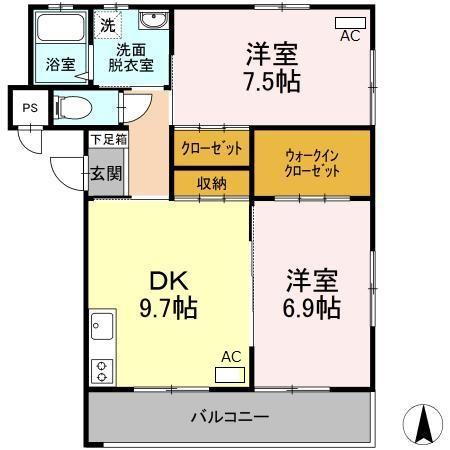 熊本市中央区八王寺町のマンションの間取り