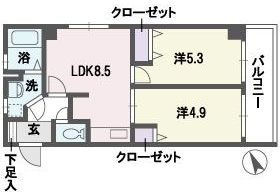 【福岡市中央区高砂のマンションの間取り】