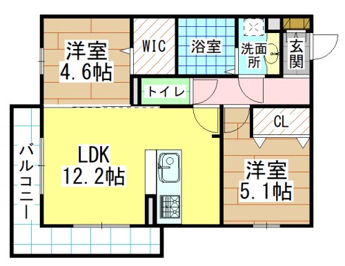 北九州市八幡西区藤田のアパートの間取り